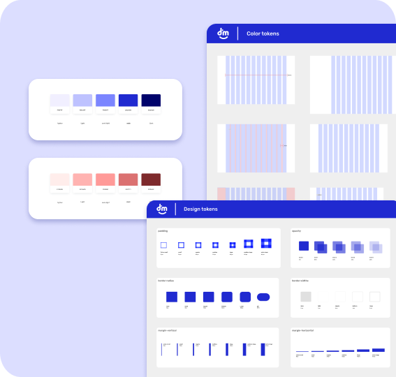 Mobile Design System preview showing design tokens and color tokens